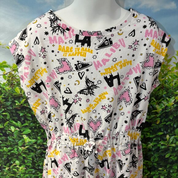 Girls Grafitti Style Summer Dress Size Medium Elastic waist Fun Design (SKU:167G - Picture 2 of 4